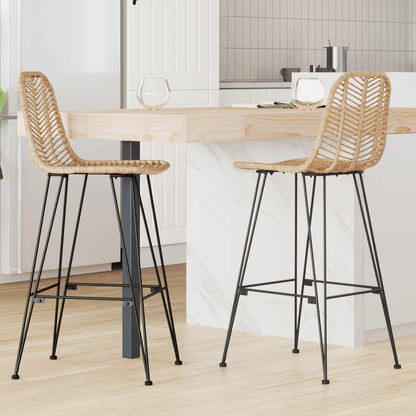 Silla De Bar 2 Uds. 44 X 53 X 111 Cm Ratan E Hierro