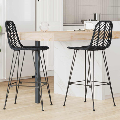 Silla De Bar 2 Uds. 44 X 53 X 111 Cm Ratan E Hierro