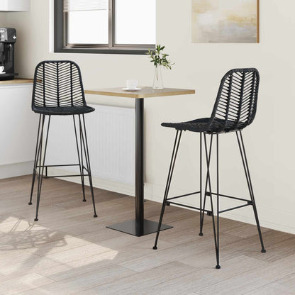 Silla De Bar 2 Uds. 44 X 53 X 111 Cm Ratan E Hierro