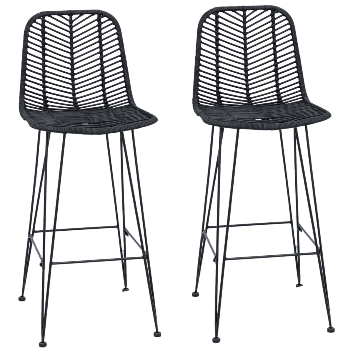 Silla De Bar 2 Uds. 44 X 53 X 111 Cm Ratan E Hierro