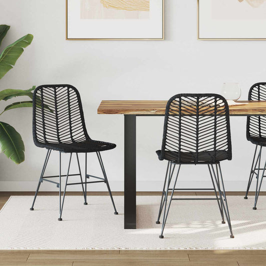 Silla De Comedor 2 Uds. Ratan E Hierro 44 X 54.5 X 85 Cm