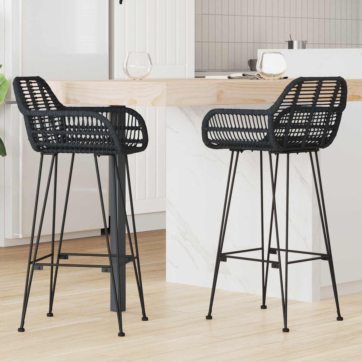 Silla De Bar 2 Uds. Ratan E Hierro