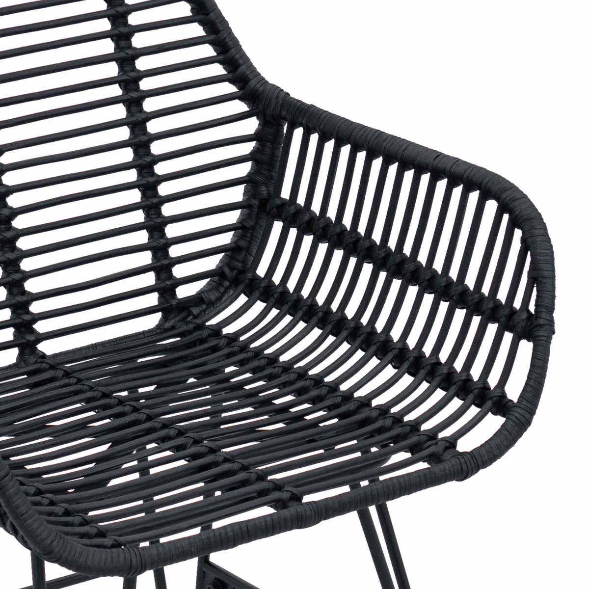Silla De Comedor 2 Uds. Ratan E Hierro 55 X 50 X 74 Cm