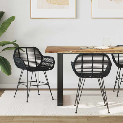 Silla De Comedor 2 Uds. Ratan E Hierro 55 X 50 X 74 Cm