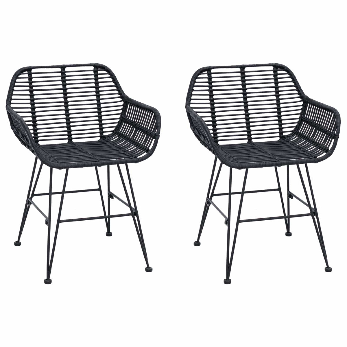 Silla De Comedor 2 Uds. Ratan E Hierro 55 X 50 X 74 Cm