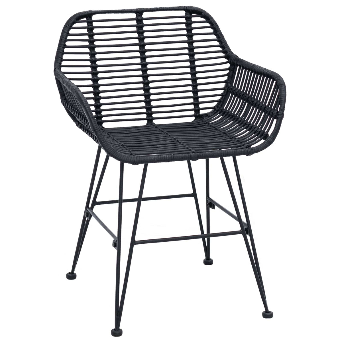 Silla De Comedor 2 Uds. Ratan E Hierro 55 X 50 X 74 Cm
