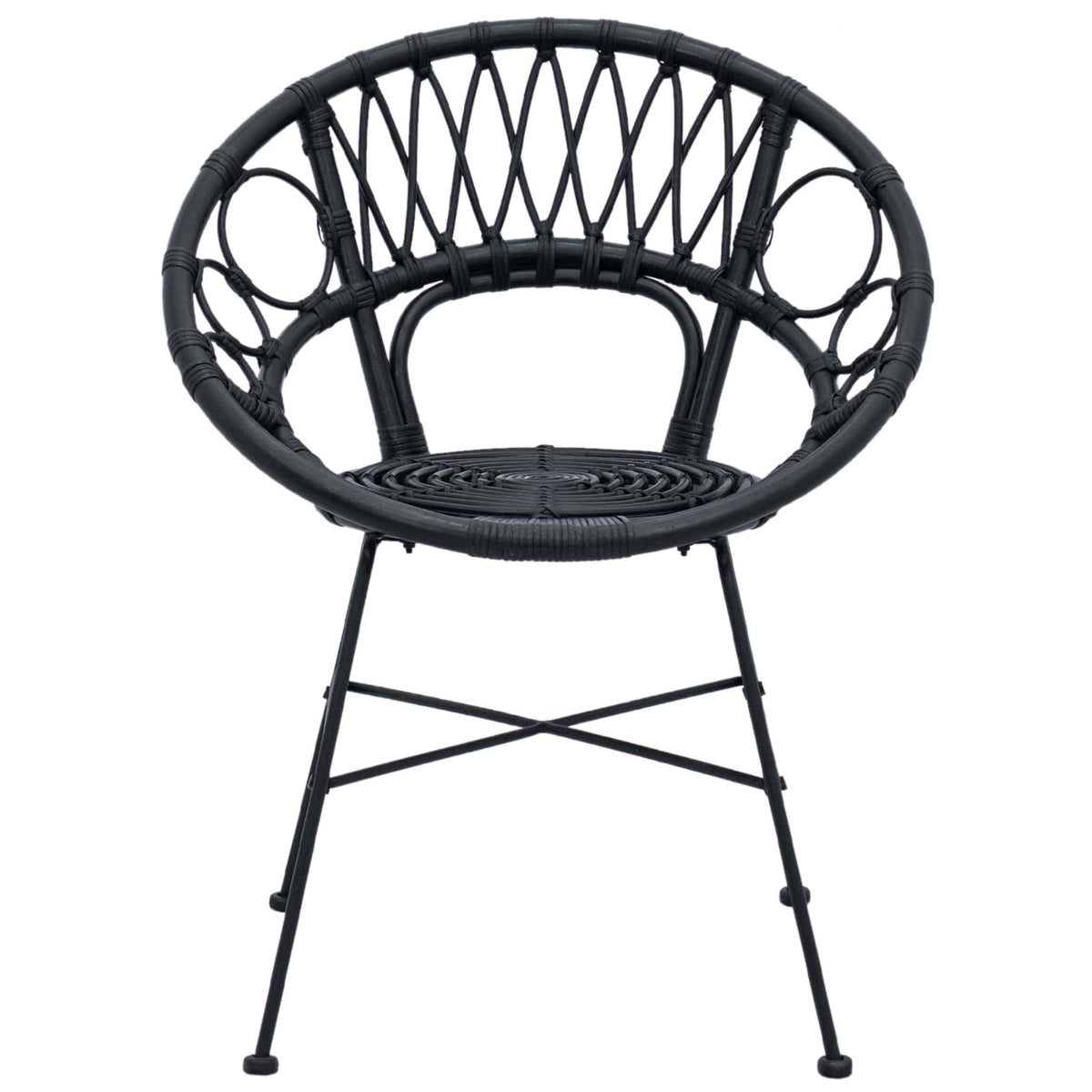 Silla De Comedor 2 Uds. Ratan E Hierro 54 X 65 X 82 Cm