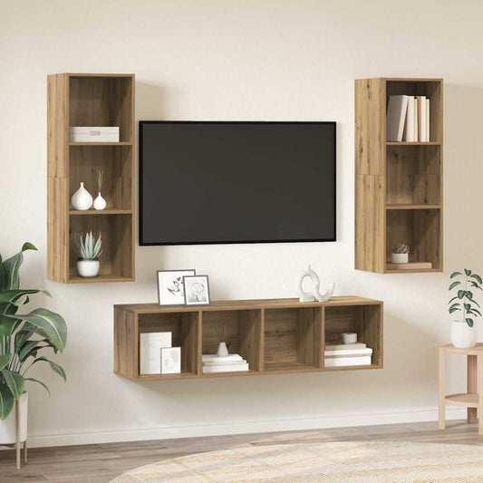 Conjunto De Mueble De Tv 3 Pcs Roble Artesanal