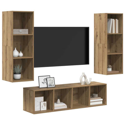 Conjunto De Mueble De Tv 3 Pcs Roble Artesanal