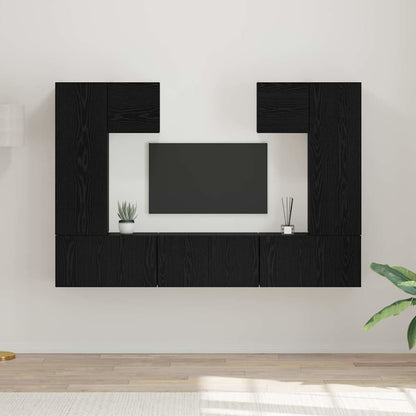 Conjunto De Mueble De Tv 7 Pcs Madera De Ingeniería