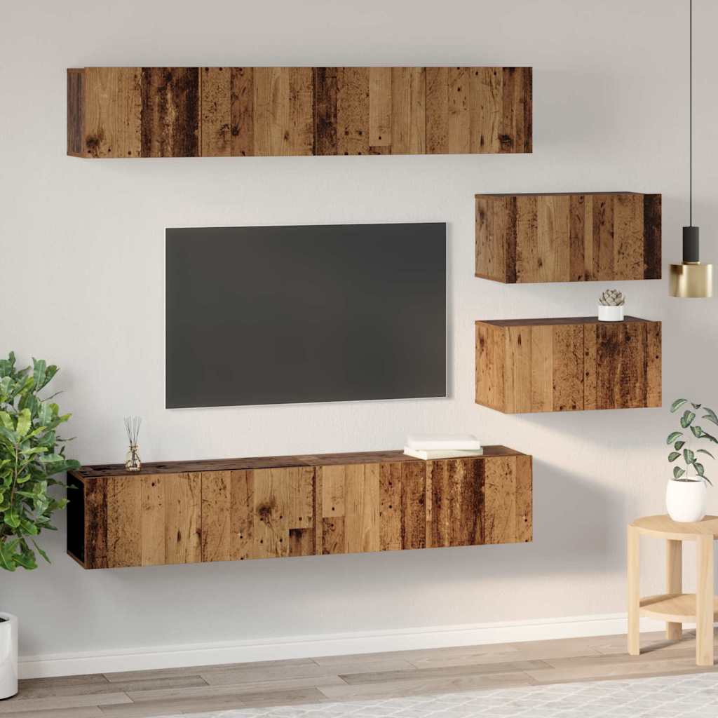 Conjunto De Mueble De Tv Montaje En La Pared 6 Pcs