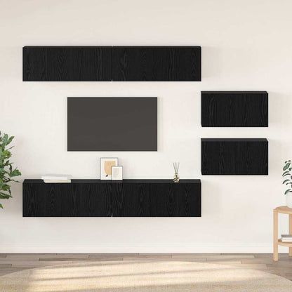 Conjunto De Mueble De Tv 6 Pcs Madera Contrachapada