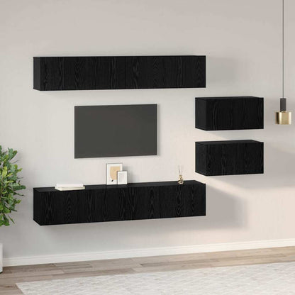 Conjunto De Mueble De Tv 6 Pcs Madera Contrachapada