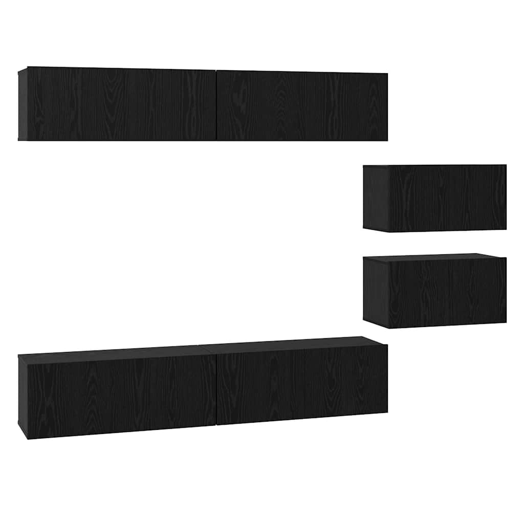 Conjunto De Mueble De Tv 6 Pcs Madera Contrachapada