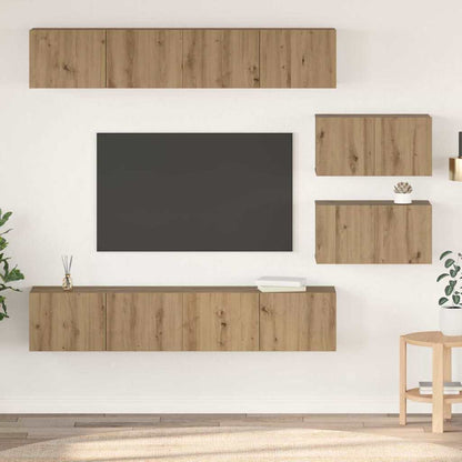 Conjunto De Mueble De Tv 6 Pcs Roble Artesanal