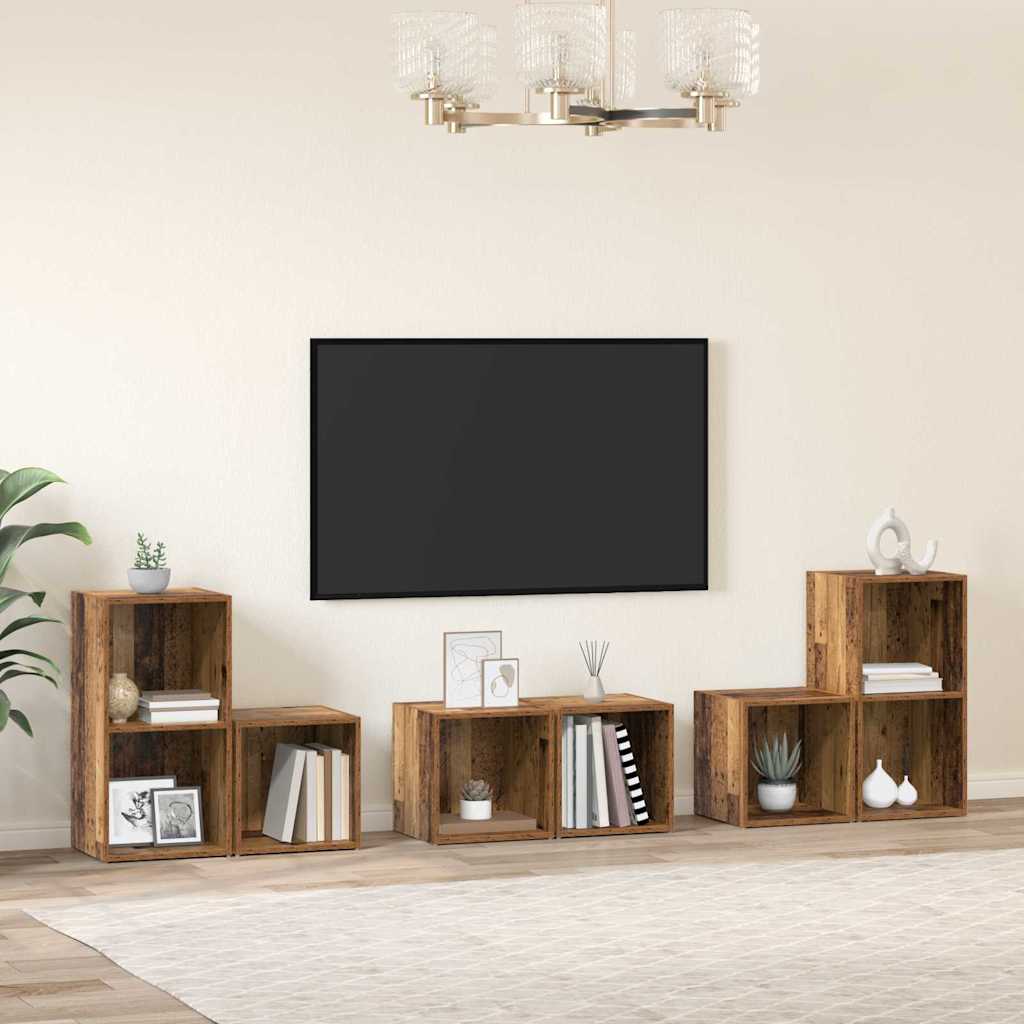 Conjunto De Mueble De Tv 6 Pcs Roble Artesanal