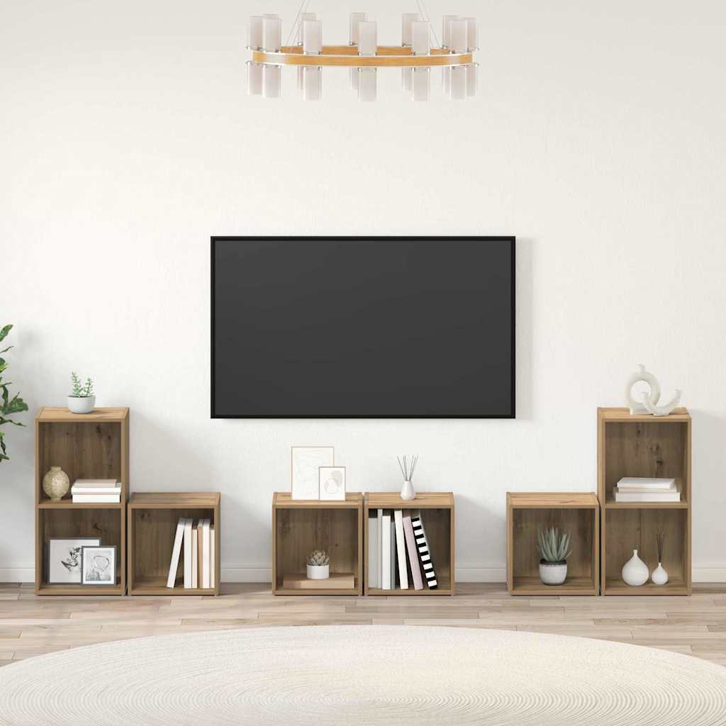 Conjunto De Mueble De Tv 6 Pcs Roble Artesanal