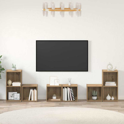Conjunto De Mueble De Tv 6 Pcs Roble Artesanal