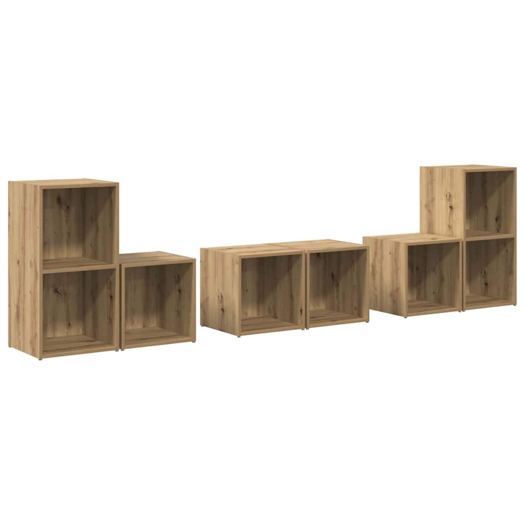 Conjunto De Mueble De Tv 6 Pcs Roble Artesanal