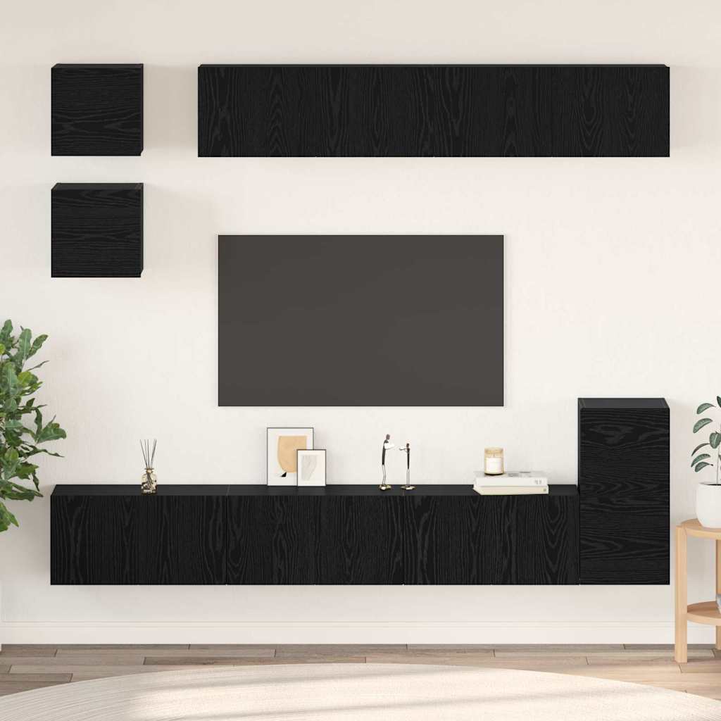 Conjunto De Mueble De Tv 8 Pcs Roble Artesanal