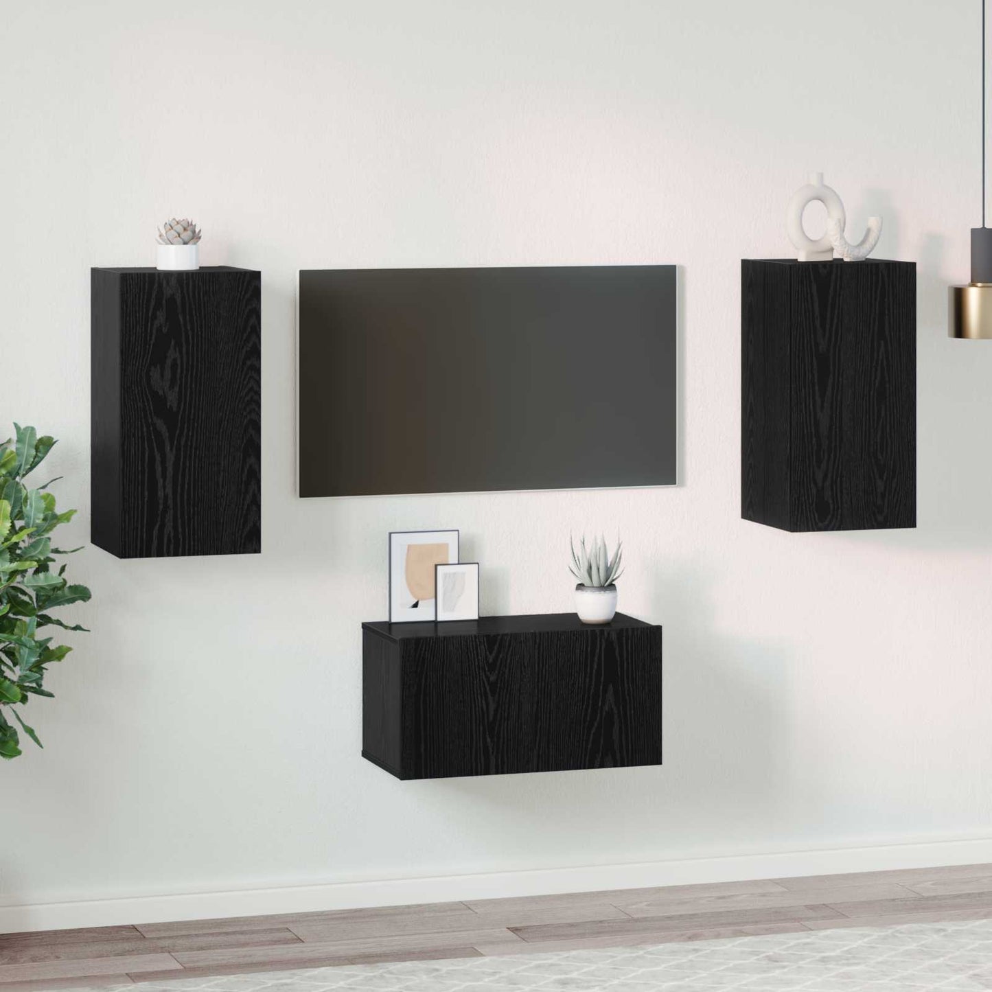 Conjunto De Mueble De Tv 3 Pcs Madera De Ingeniería