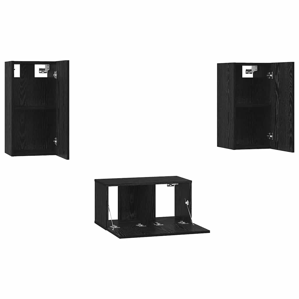 Conjunto De Mueble De Tv 3 Pcs Madera De Ingeniería