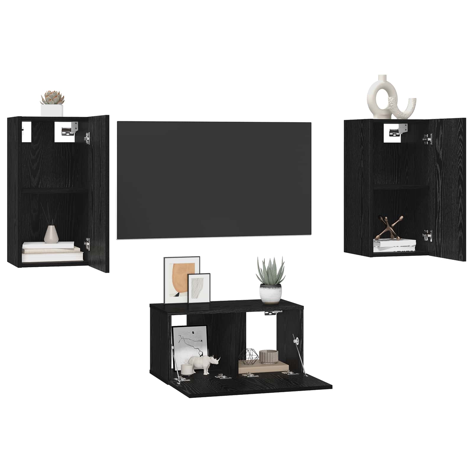 Conjunto De Mueble De Tv 3 Pcs Madera De Ingeniería