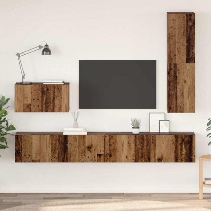 Mueble De Tv De Pared Montaje En La Pared 4 Pcs Roble Artesanal