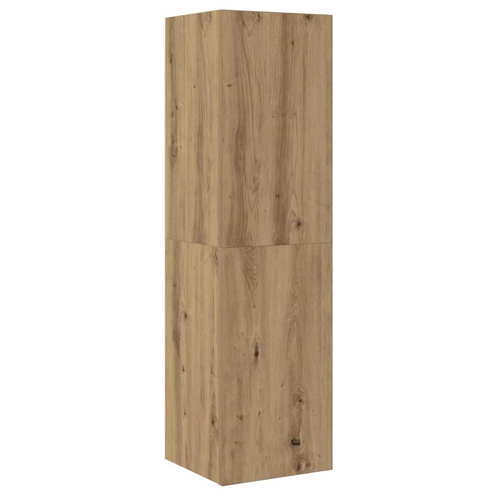 Mueble De Tv De Pared Montaje En La Pared 4 Pcs Roble Artesanal