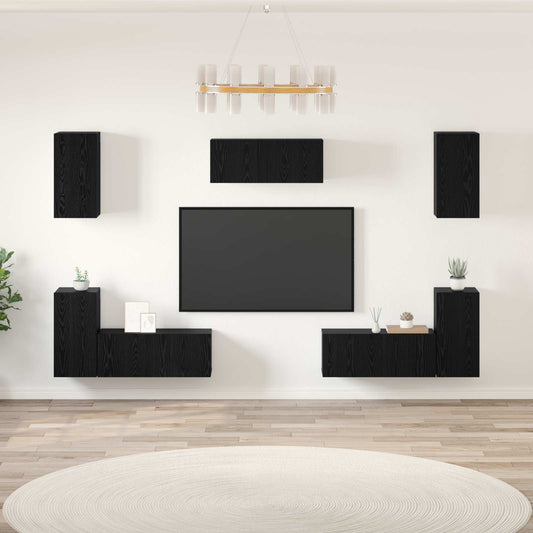 Conjunto De Mueble De Tv 7 Pcs Madera De Ingeniería