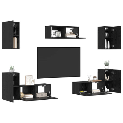Conjunto De Mueble De Tv 7 Pcs Madera De Ingeniería