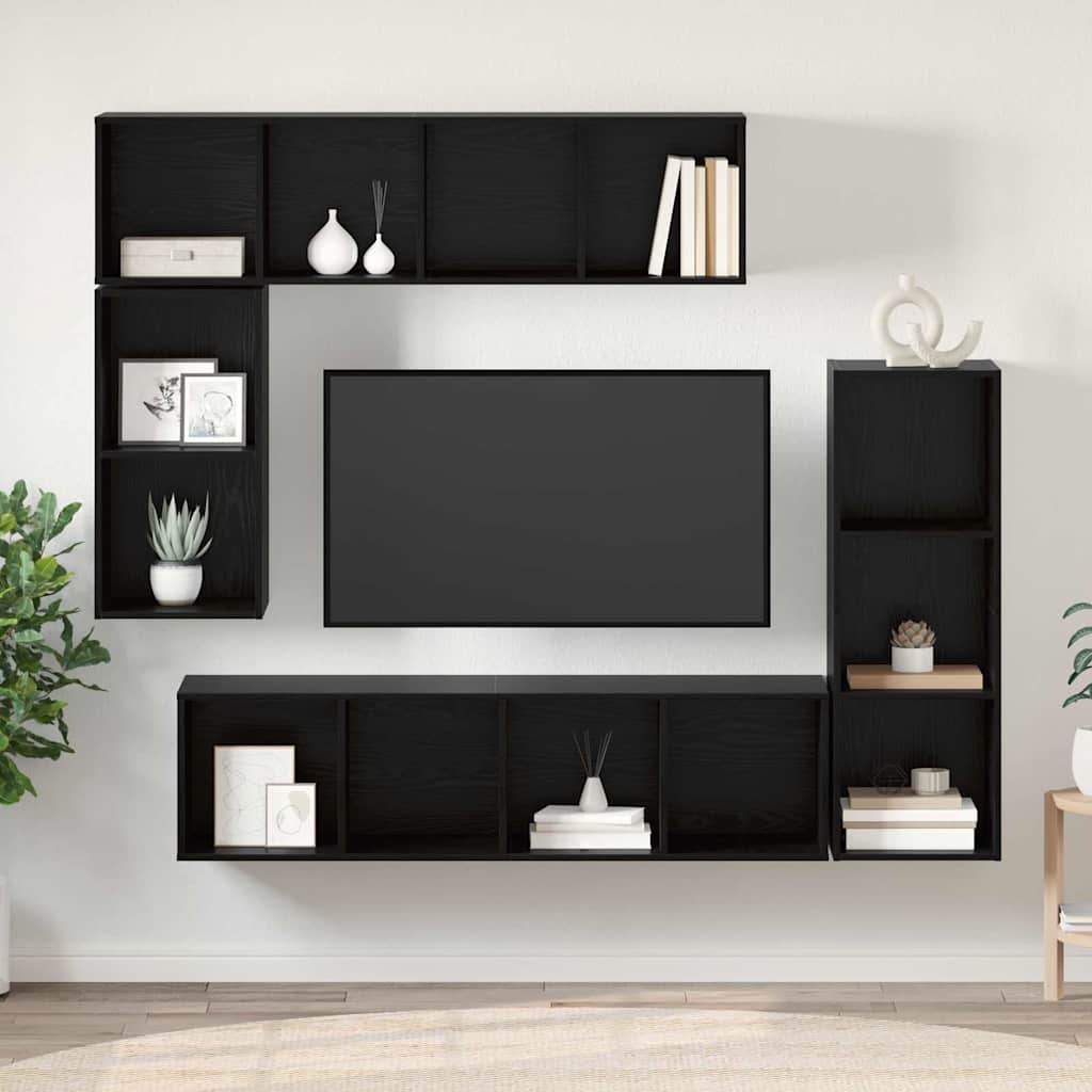 Conjunto De Mueble De Tv 4 Pcs Madera De Ingeniería