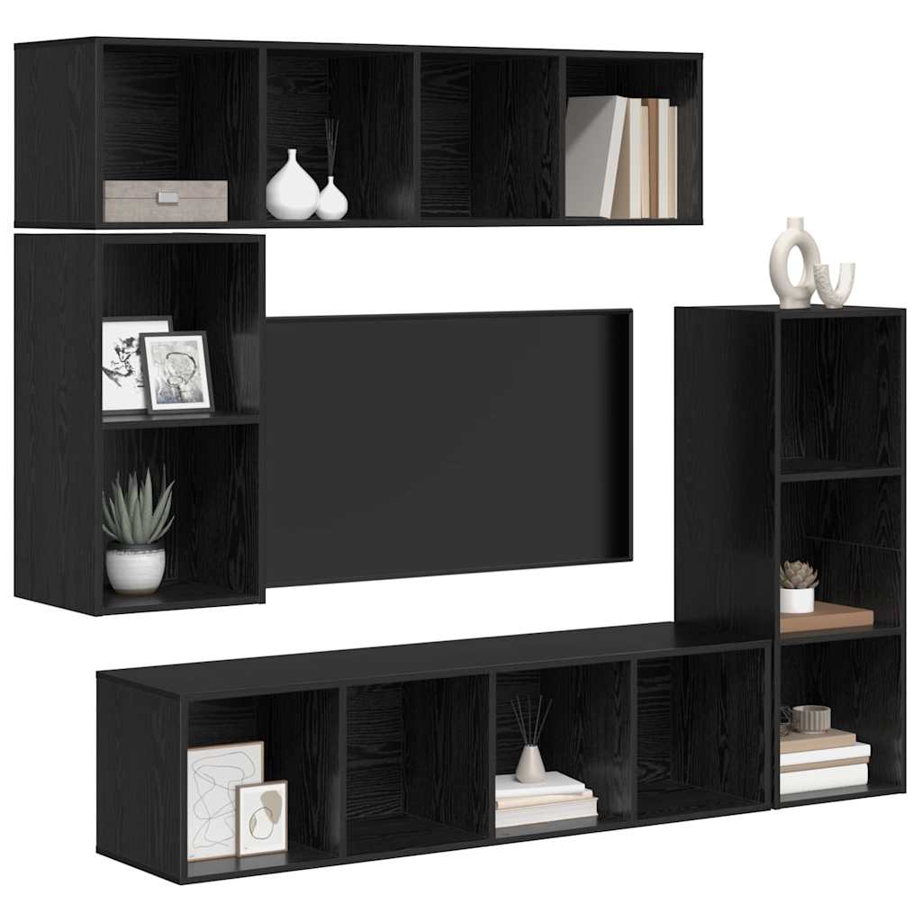 Conjunto De Mueble De Tv 4 Pcs Madera De Ingeniería