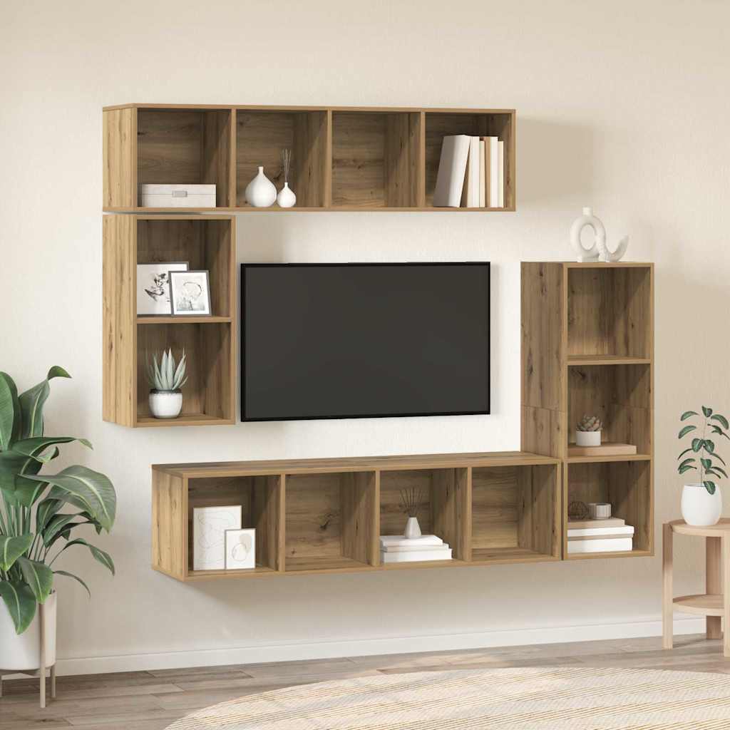 Conjunto De Mueble De Tv 4 Pcs Madera De Ingeniería