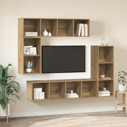 Conjunto De Mueble De Tv 4 Pcs Madera De Ingeniería