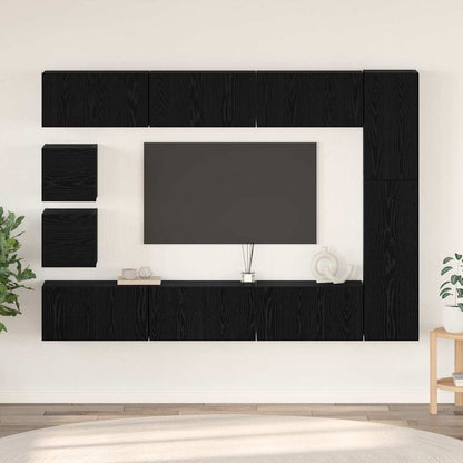 Conjunto De Mueble De Tv 9 Pcs Madera De Ingeniería