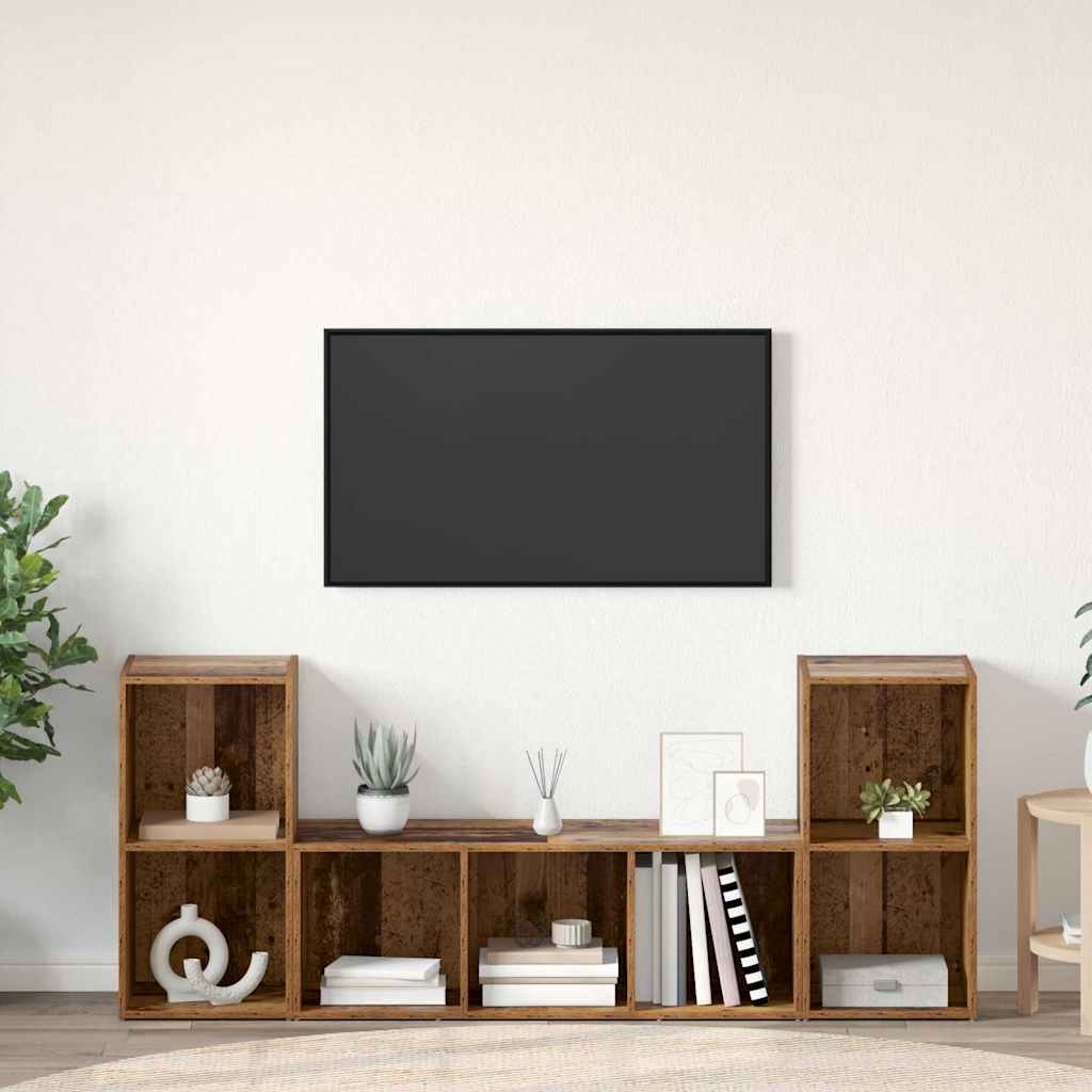 Conjunto De Mueble De Tv 3 Pcs Negro Madera Contrachapada