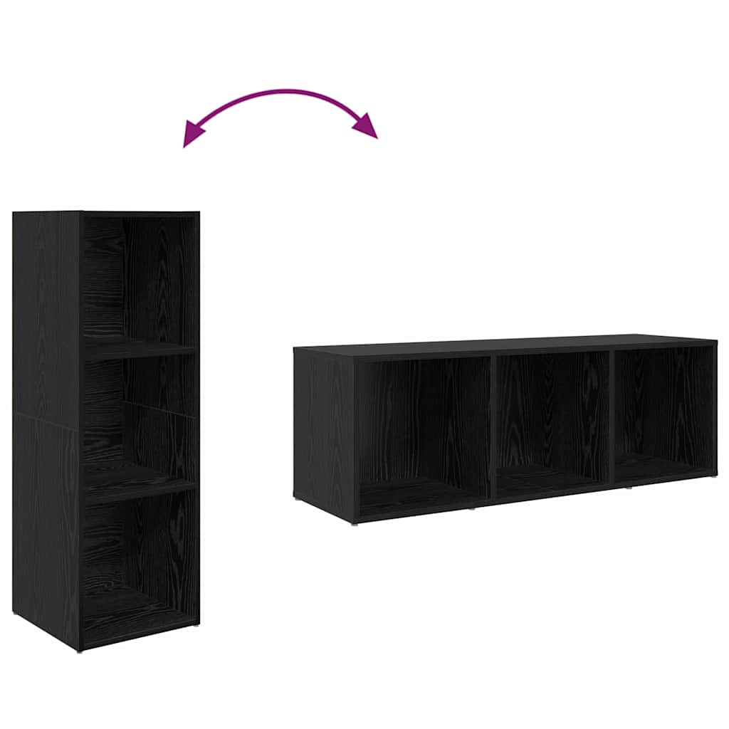 Conjunto De Mueble De Tv 3 Pcs Negro Madera Contrachapada