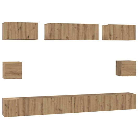 Conjunto De Mueble De Tv 8 Pcs Roble Artesanal