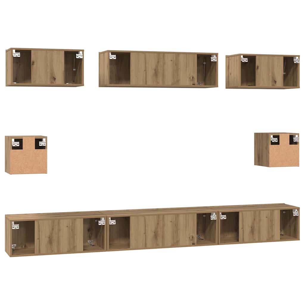 Conjunto De Mueble De Tv 8 Pcs Roble Artesanal