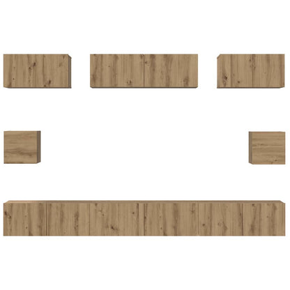 Conjunto De Mueble De Tv 8 Pcs Roble Artesanal