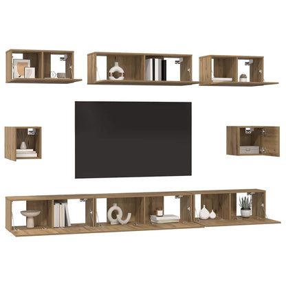 Conjunto De Mueble De Tv 8 Pcs Roble Artesanal