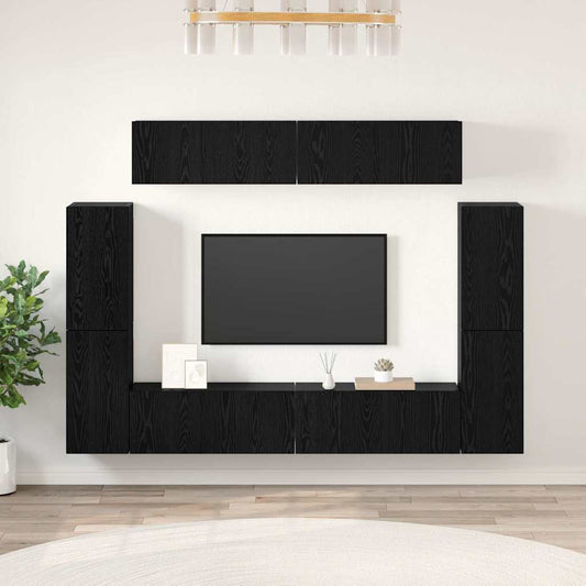 Conjunto De Mueble De Tv 8 Pcs Madera Contrachapada