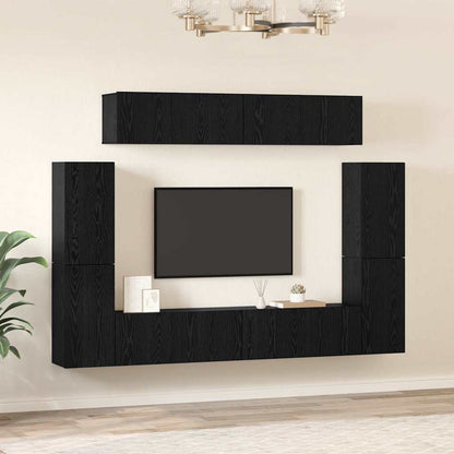 Conjunto De Mueble De Tv 8 Pcs Madera Contrachapada