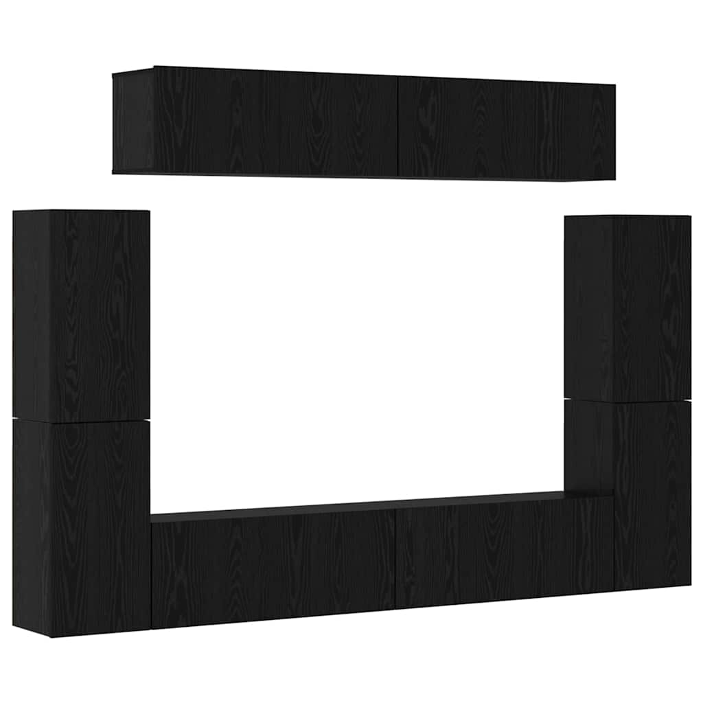 Conjunto De Mueble De Tv 8 Pcs Madera Contrachapada