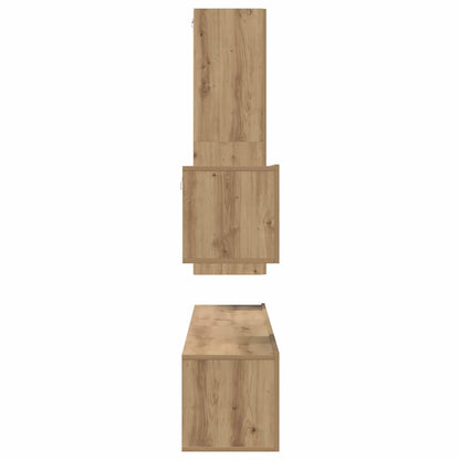Conjunto De Mueble De Tv Con Cajón 4 Pcs Roble Artesanal