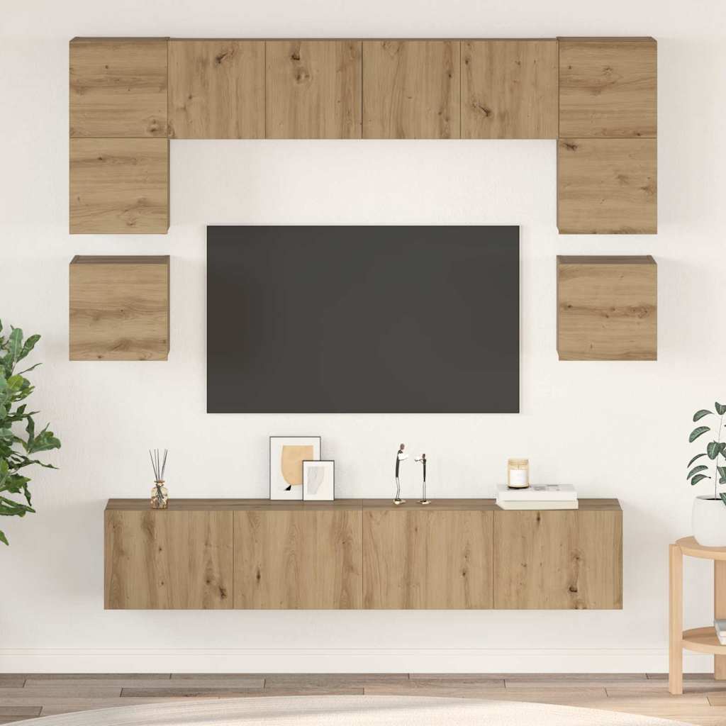 Conjunto De Mueble De Tv 8 Pcs Roble Artesanal