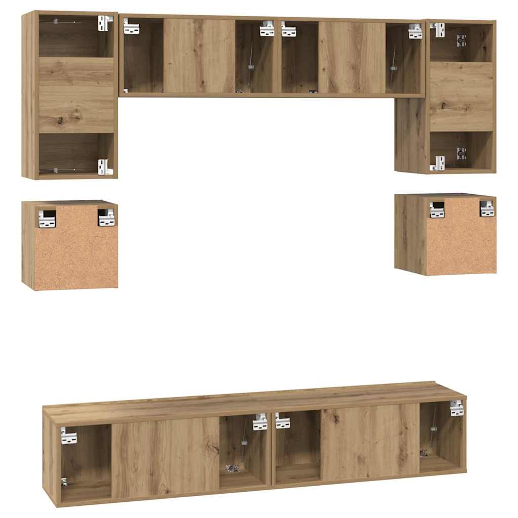 Conjunto De Mueble De Tv 8 Pcs Roble Artesanal