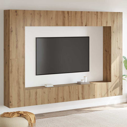 Conjunto De Mueble De Tv 8 Pcs Madera Contrachapada