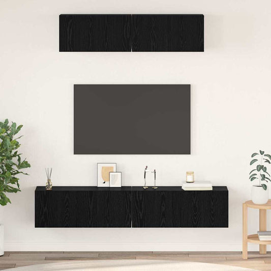 Conjunto De Mueble De Tv 4 Pcs Madera De Ingeniería